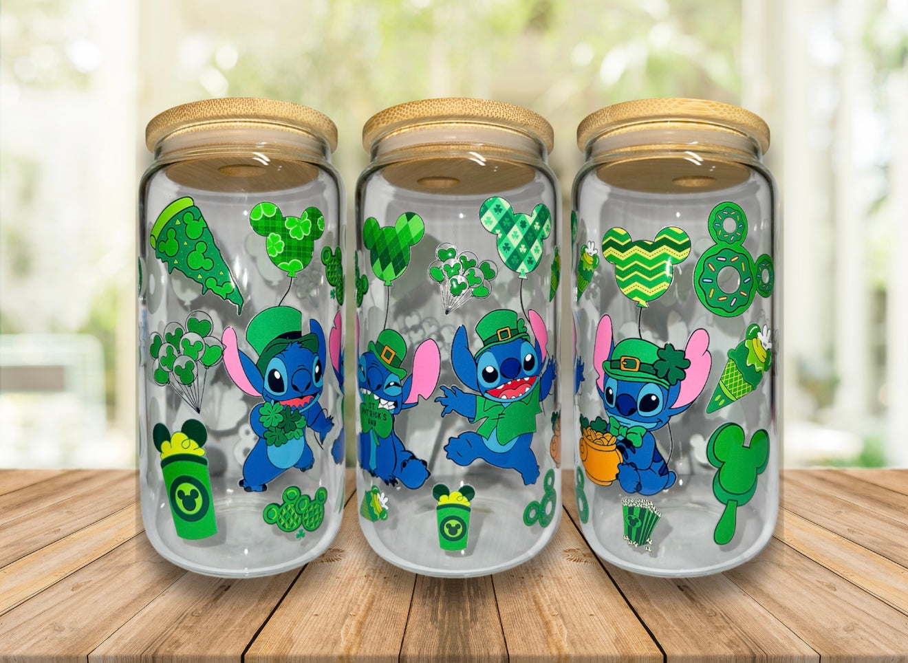 Stitch St.Patricks Day 16oz Glass Cup