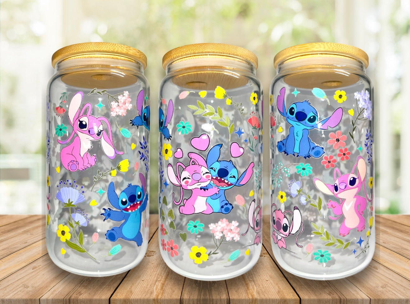 Stitch Floral 16oz Glass Cup