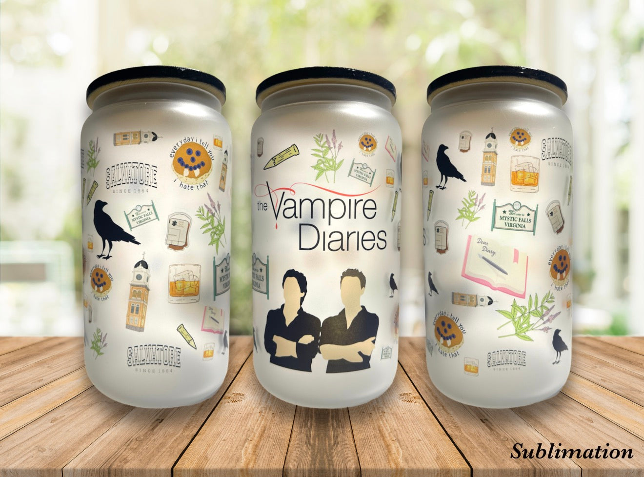 The Vampire Diaries Matte 16oz Glass Cup