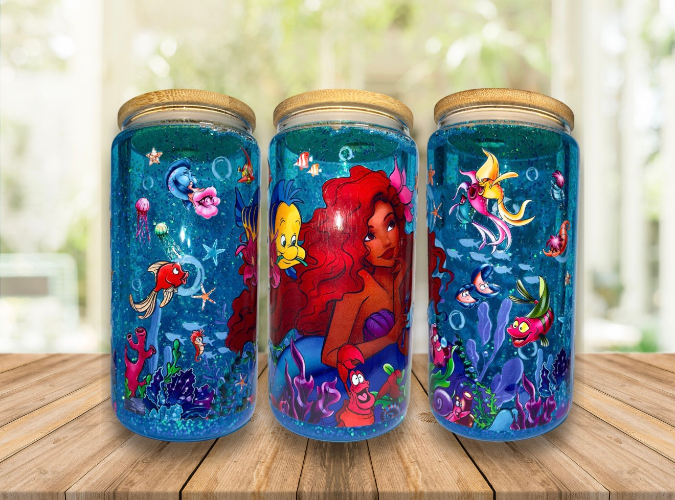 Ariel 16oz Snowglobe Acrylic/Plastic Cup (Black Lid)