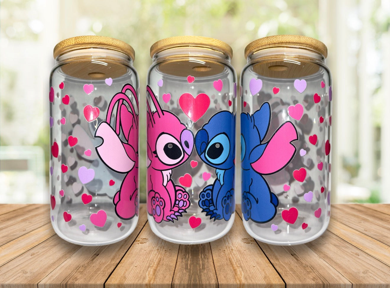 Stitch Kiss 16oz Glass Cup