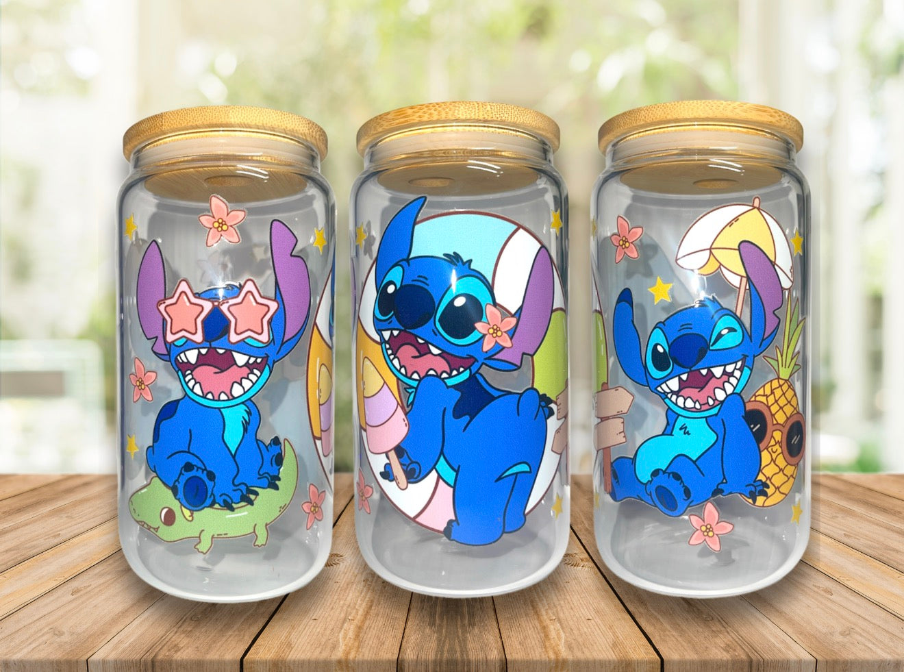 Stitch Beach 16oz Glass Cup