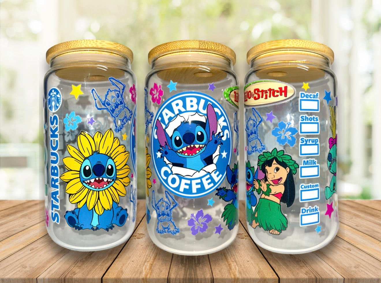 Stitch Aloha Starbucks 16oz Glass Cup
