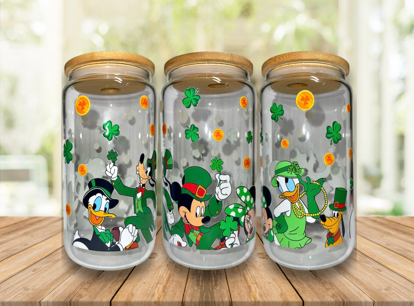 Mickey & Friends St.Patricks Day 16oz Glass Cup