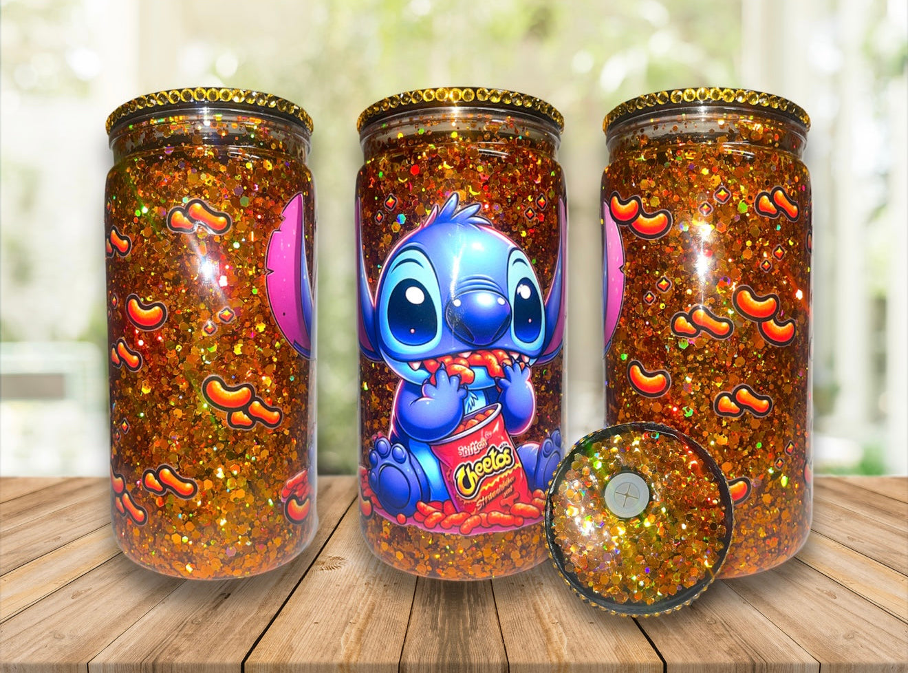 Vaso Esfera de Nieve Stitch Hot Cheetos de 16oz