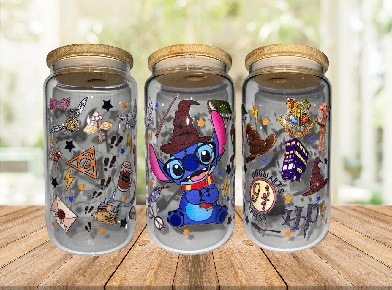 Stitch Harry Potter 16oz Glass Cup